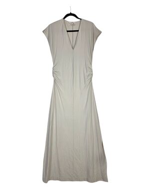 Part Two Women's Light Gray V-Neck Maxi Dress with Side String to Gather